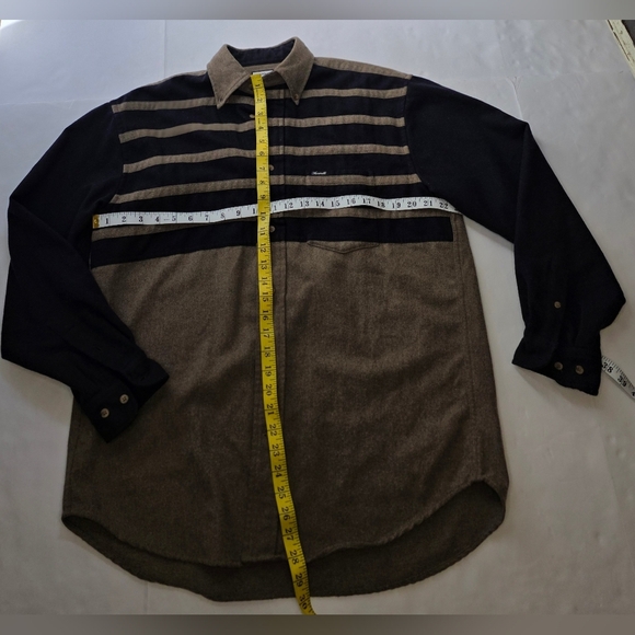 Faconnable Grey Wool Blend Shirt With Blue Striped Med, Men’s - Picture 6 of 11